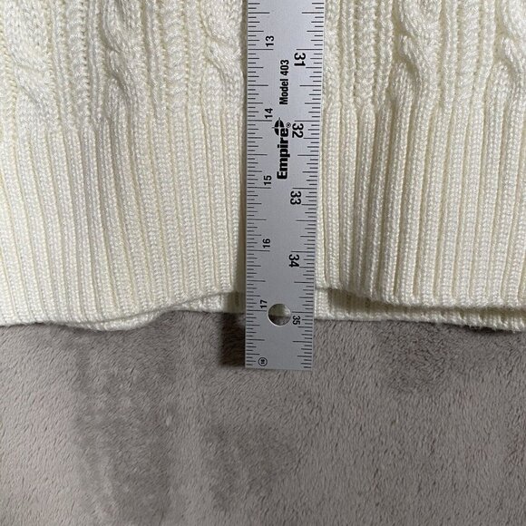 Tommy Hilfiger Cable Knit Sweater Dress Ivory Red Spell Out Logo Chunky - Picture 10 of 10